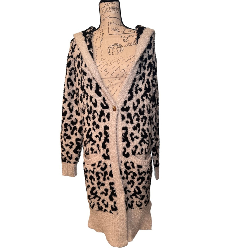 UGG Size M/L Leopard Print Cardigan Duster with Hood